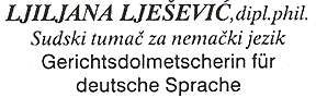LJILJANA LJEŠEVIĆ SUDSKI TUMAČ ZA NEMAČKI JEZIK Prevodioci, sudski tumači Beograd