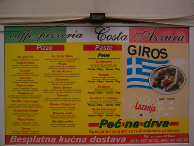 COSTA AZZURA NOVA FAST FOOD Kućna dostava Beograd