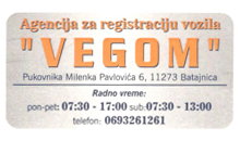 AGENCIJA ZA REGISTRACIJU VOZILA VEGOM - Registracija vozila Beograd - Slika logo 