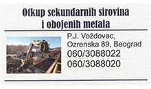 JELKA NAPREDAK - PURCHASE OF SECONDARY RAW MATERIALS Secondary raw materials Belgrade