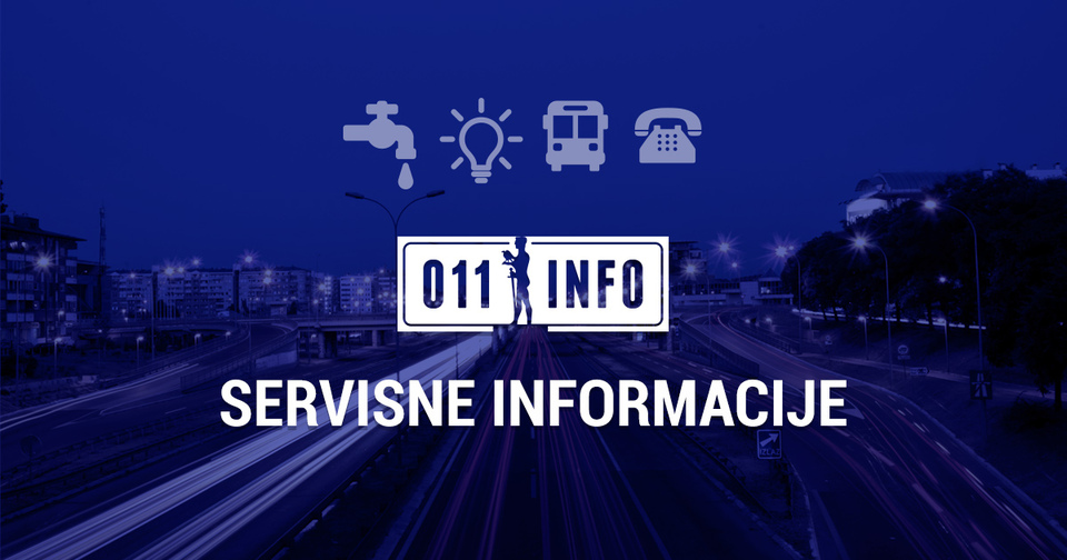 Servisne informacije za Beograd, na dan 16.5.2018. godine